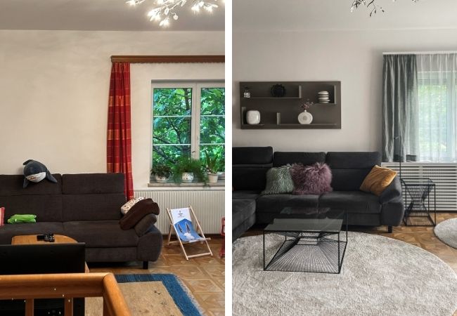 wohnraum faclifting vorher nachher